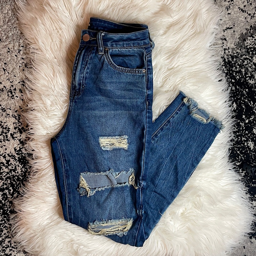 Fashion Nova Distressed High Waisted Jeans